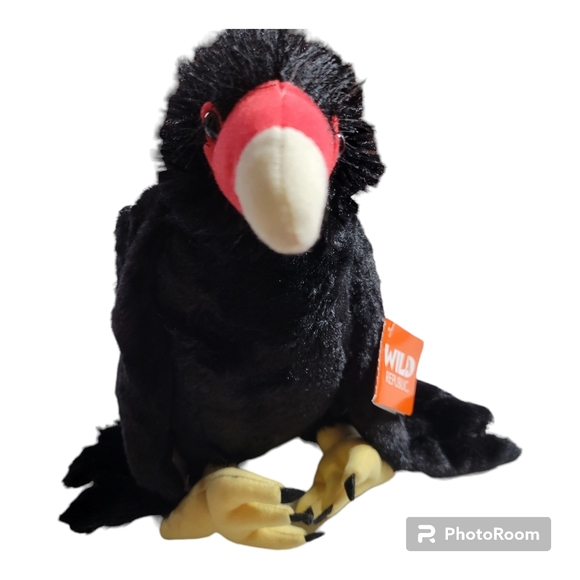 Wild Republic Turkey Vulture Plush Buzzard Stuffed Animal Bird Black Red NWT - Picture 1 of 7